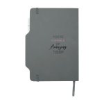 Hardcover notebook with phone slot, A5, ruled pages grey colour