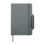 Hardcover notebook with phone slot, A5, ruled pages grey colour