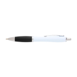 Curved recycled plastic pen with grip, black ink black colour