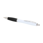 Curved recycled plastic pen with grip, black ink black colour