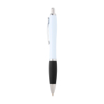 Curved recycled plastic pen with grip, black ink black colour