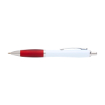 Curved recycled plastic pen with grip, black ink red colour