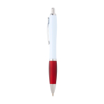 Curved recycled plastic pen with grip, black ink red colour