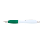 Curved recycled plastic pen with grip, black ink green colour