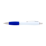 Curved recycled plastic pen with grip, black ink royal blue colour
