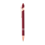 Recycled aluminium pen with rose gold details, blue ink burgundy colour
