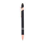 Recycled aluminium pen with rose gold details, blue ink black colour