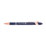 Recycled aluminium pen with rose gold details, blue ink navy-blue colour