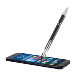Recycled aluminium pen with stylus tip, blue ink black colour