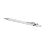 Recycled aluminium pen with stylus tip, blue ink white colour
