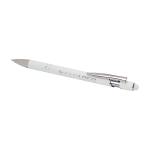 Recycled aluminium pen with stylus tip, blue ink white colour
