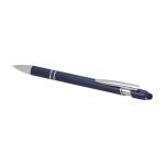 Recycled aluminium pen with stylus tip, blue ink navy-blue colour