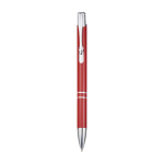 Recycled aluminium pen with lacquered finish, blue ink red colour