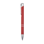 Recycled aluminium pen with lacquered finish, blue ink red colour