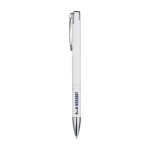 Recycled aluminium pen with lacquered finish, blue ink white colour