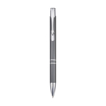 Recycled aluminium pen with lacquered finish, blue ink grey colour