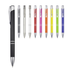 Recycled aluminium pen with lacquered finish, blue ink yellow colour