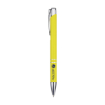 Recycled aluminium pen with lacquered finish, blue ink yellow colour