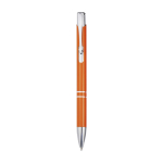 Recycled aluminium pen with lacquered finish, blue ink orange colour