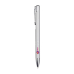 Recycled aluminium pen with lacquered finish, blue ink silver colour