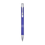 Recycled aluminium pen with lacquered finish, blue ink royal blue colour