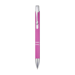 Recycled aluminium pen with lacquered finish, blue ink fuchsia colour