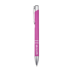 Recycled aluminium pen with lacquered finish, blue ink fuchsia colour