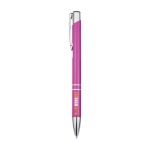 Recycled aluminium pen with lacquered finish, blue ink fuchsia colour
