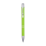 Recycled aluminium pen with lacquered finish, blue ink lime colour