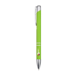 Recycled aluminium pen with lacquered finish, blue ink lime colour