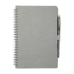 Reusable hardcover notebook with pen, black ink grey colour