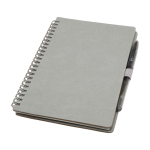 Reusable hardcover notebook with pen, black ink grey colour