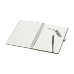 Reusable hardcover notebook with pen, black ink grey colour