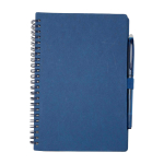 Reusable hardcover notebook with pen, black ink navy-blue colour