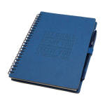 Reusable hardcover notebook with pen, black ink navy-blue colour