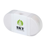 Sharpener with eraser and transparent side caps white colour