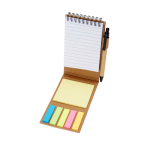 Sticky notes pad in yellow and multicolour with pen natural colour