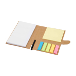 Sticky notes notebook with pen, black ink natural colour