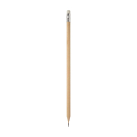 Poplar wood pencil with eraser and graphite lead natural colour