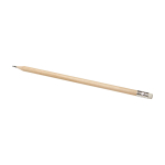 Poplar wood pencil with eraser and graphite lead natural colour
