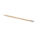 Poplar wood pencil with eraser and graphite lead natural colour