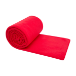 Checkered fleece blanket with carry bag, 200 g/m2 red colour