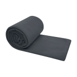 Checkered fleece blanket with carry bag, 200 g/m2 grey colour