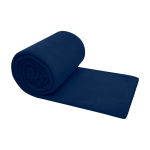 Checkered fleece blanket with carry bag, 200 g/m2 navy-blue colour