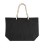 Recycled cotton beach bag with rope handles, 270 g/m2 black colour