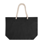 Recycled cotton beach bag with rope handles, 270 g/m2 black colour