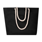 Recycled cotton beach bag with rope handles, 270 g/m2 black colour