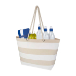Recycled cotton beach bag with rope handles, 270 g/m2 white colour