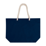 Recycled cotton beach bag with rope handles, 270 g/m2 navy-blue colour