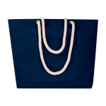 Recycled cotton beach bag with rope handles, 270 g/m2 navy-blue colour